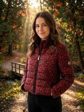Michael Kors Jacket Cheetah Puffer Coat sz L